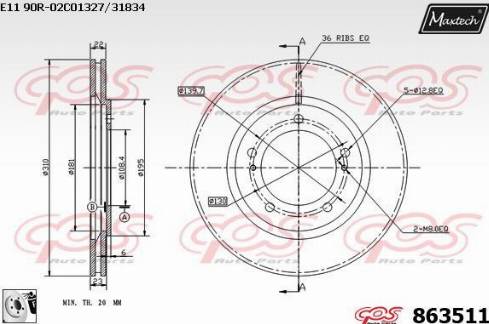 Maxtech 863511.0080 - Brake Disc autospares.lv