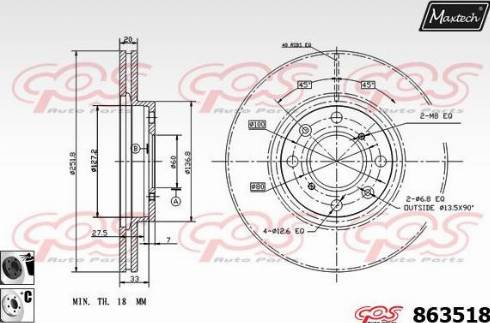 Maxtech 863518.6060 - Brake Disc autospares.lv