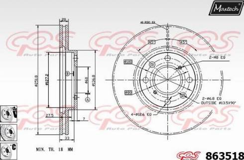 Maxtech 863518.6880 - Brake Disc autospares.lv