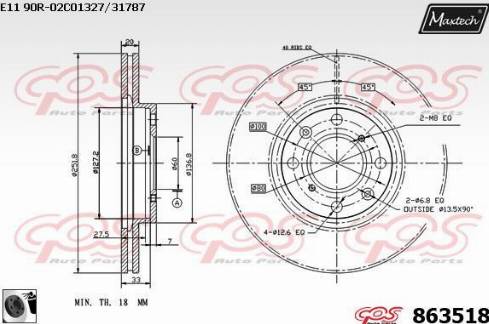 Maxtech 863518.0060 - Brake Disc autospares.lv