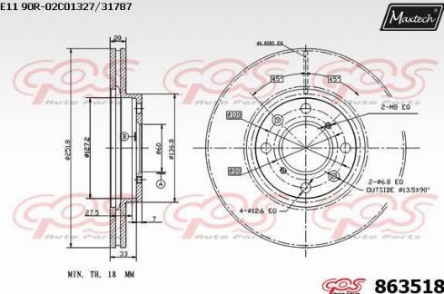 Maxtech 863518.0000 - Brake Disc autospares.lv