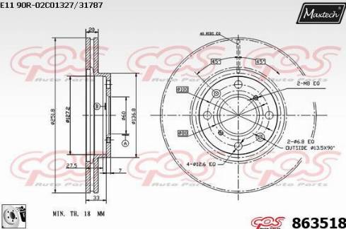 Maxtech 863518.0080 - Brake Disc autospares.lv