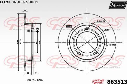 Maxtech 863513.0000 - Brake Disc autospares.lv