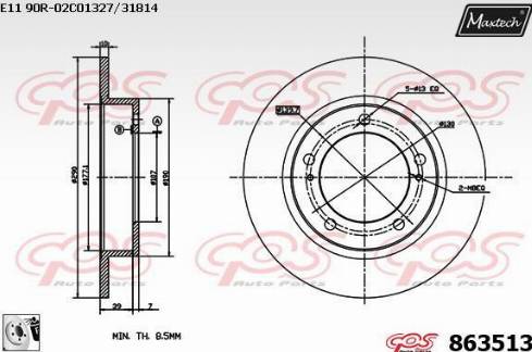 Maxtech 863513.0080 - Brake Disc autospares.lv