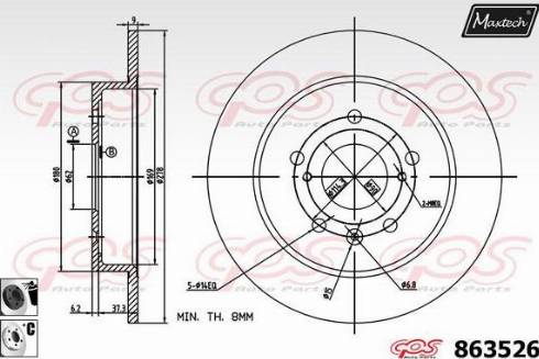 Maxtech 863526.6060 - Brake Disc autospares.lv