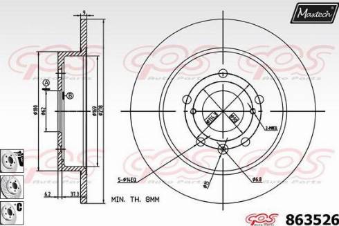 Maxtech 863526.6880 - Brake Disc autospares.lv