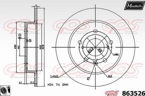 Maxtech 863526.0060 - Brake Disc autospares.lv