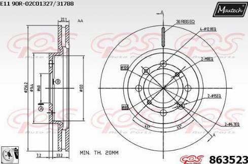 Maxtech 863523.0080 - Brake Disc autospares.lv