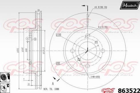 Maxtech 863522.6060 - Brake Disc autospares.lv