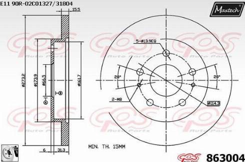 Maxtech 863004.0080 - Brake Disc autospares.lv