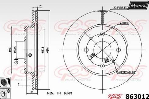 Maxtech 863012.6060 - Brake Disc autospares.lv