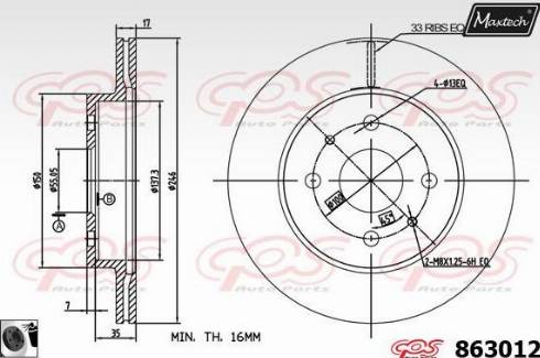 Maxtech 863012.0060 - Brake Disc autospares.lv