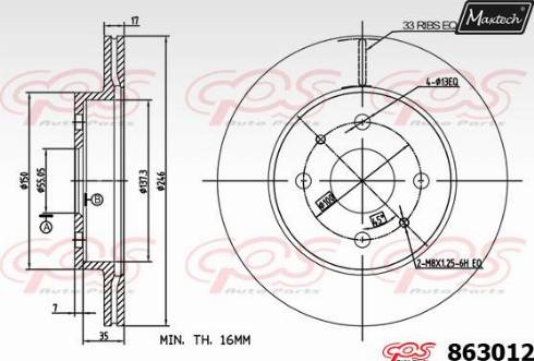 Maxtech 863012.0000 - Brake Disc autospares.lv