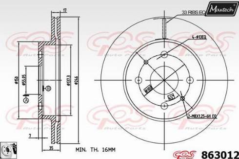 Maxtech 863012.0080 - Brake Disc autospares.lv