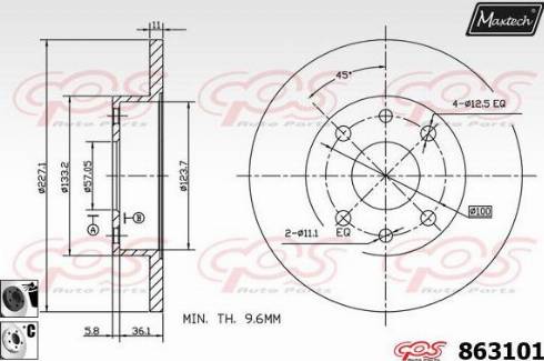 Maxtech 863101.6060 - Brake Disc autospares.lv