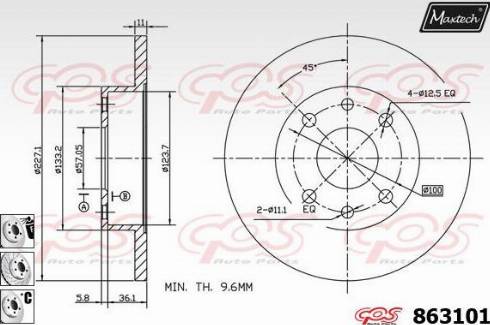 Maxtech 863101.6880 - Brake Disc autospares.lv