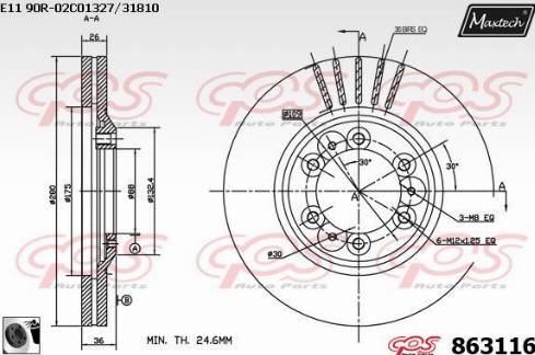 Maxtech 863116.0060 - Brake Disc autospares.lv