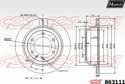 Maxtech 863111.0000 - Brake Disc autospares.lv