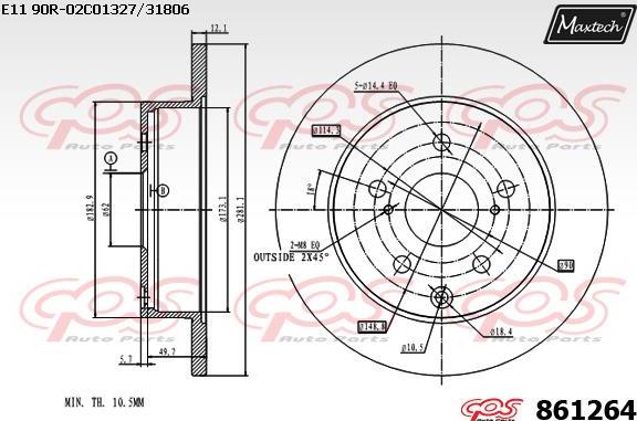 Maxtech 863111 - Brake Disc autospares.lv