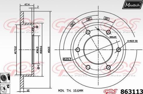 Maxtech 863113.6060 - Brake Disc autospares.lv