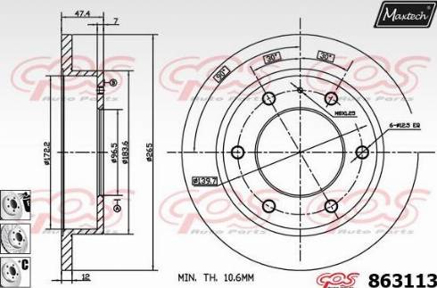 Maxtech 863113.6880 - Brake Disc autospares.lv