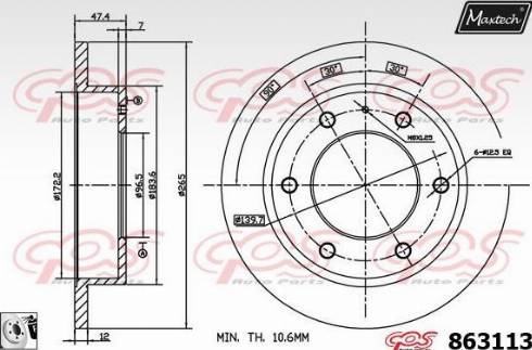 Maxtech 863113.0080 - Brake Disc autospares.lv