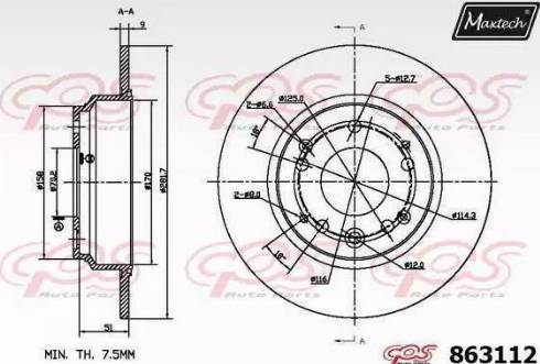 Maxtech 863112.6980 - Brake Disc autospares.lv