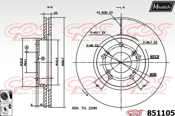 Maxtech 863123 - Brake Disc autospares.lv