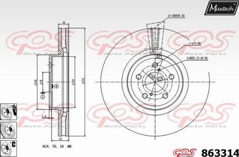 Maxtech 863314.6980 - Brake Disc autospares.lv