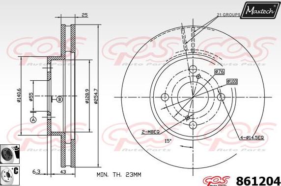 Maxtech 863314 - Brake Disc autospares.lv