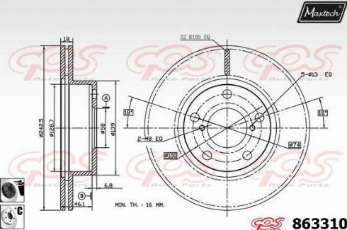 Maxtech 863310.6060 - Brake Disc autospares.lv