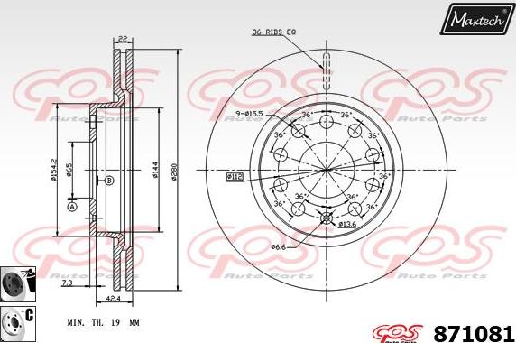 Maxtech 811128 - Brake Disc autospares.lv