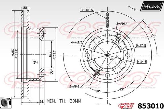 Maxtech 811127 - Brake Disc autospares.lv