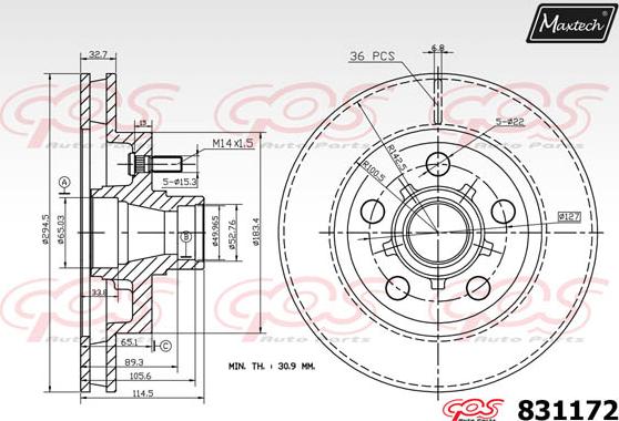 Maxtech 811240 - Brake Disc autospares.lv