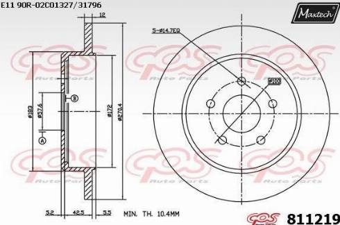 Maxtech 811219.0000 - Brake Disc autospares.lv