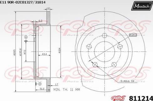 Maxtech 811214.0000 - Brake Disc autospares.lv