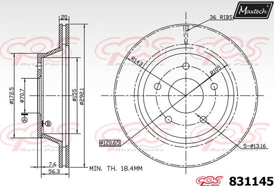 Maxtech 811213 - Brake Disc autospares.lv