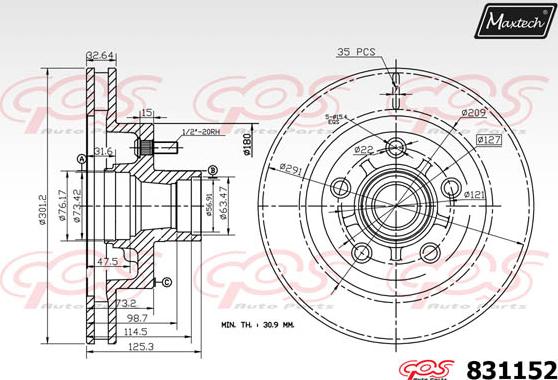 Maxtech 811212 - Brake Disc autospares.lv