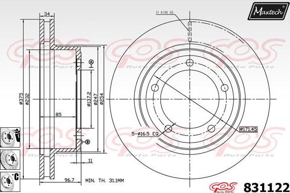 Maxtech 811220 - Brake Disc autospares.lv