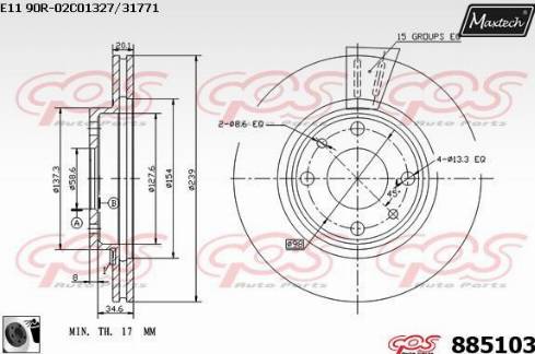 Maxtech 885103.0060 - Brake Disc autospares.lv