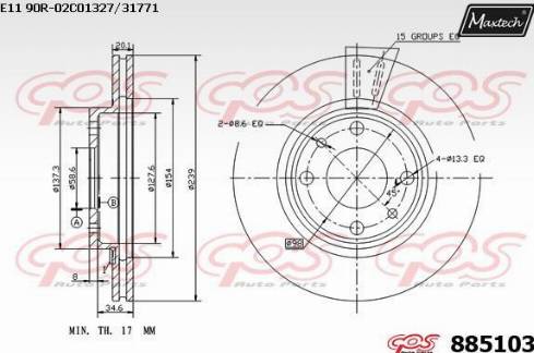 Maxtech 885103.0000 - Brake Disc autospares.lv