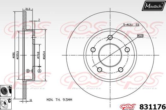 Maxtech 881404 - Brake Disc autospares.lv