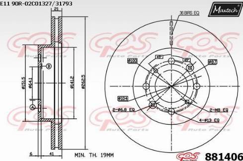 Maxtech 881406.0000 - Brake Disc autospares.lv