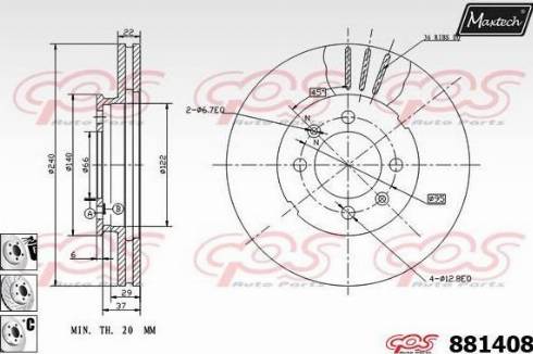 Maxtech 881408.6880 - Brake Disc autospares.lv