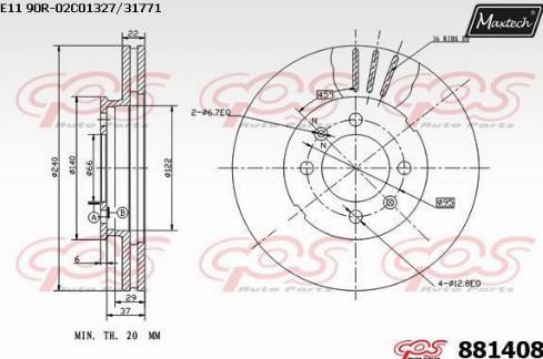 Maxtech 881408.0000 - Brake Disc autospares.lv