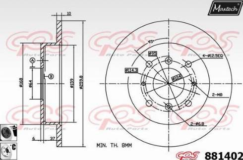 Maxtech 881402.6060 - Brake Disc autospares.lv