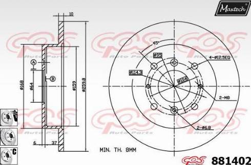 Maxtech 881402.6880 - Brake Disc autospares.lv