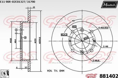 Maxtech 881402.0080 - Brake Disc autospares.lv