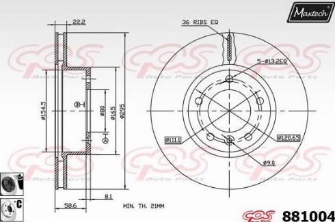 Maxtech 881004.6060 - Brake Disc autospares.lv