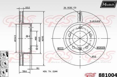 Maxtech 881004.6880 - Brake Disc autospares.lv